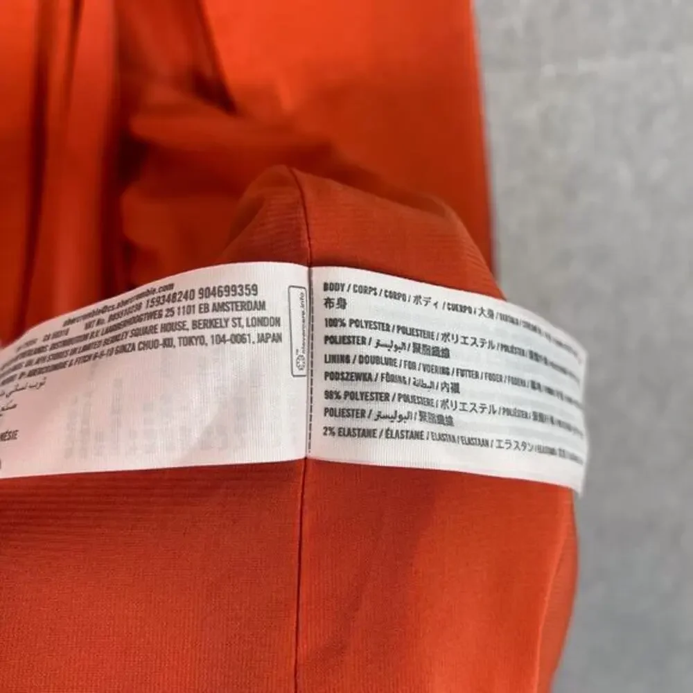 Abercrombie & Fitch Size Small Orange Satin Strapless Slip Maxi Dress Front Slit